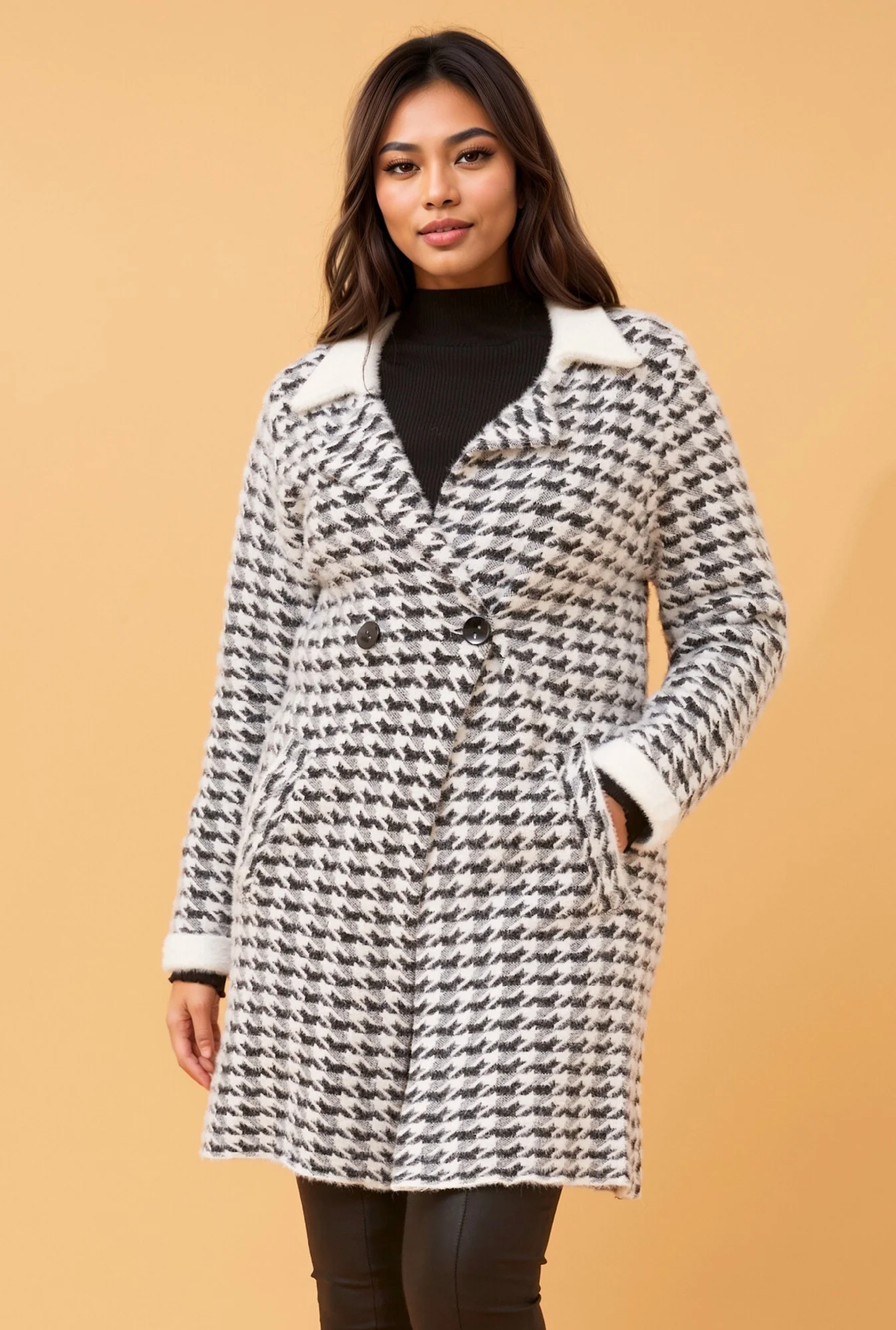 JAKARTA HOUNDSTOOTH PRINT COATIGAN