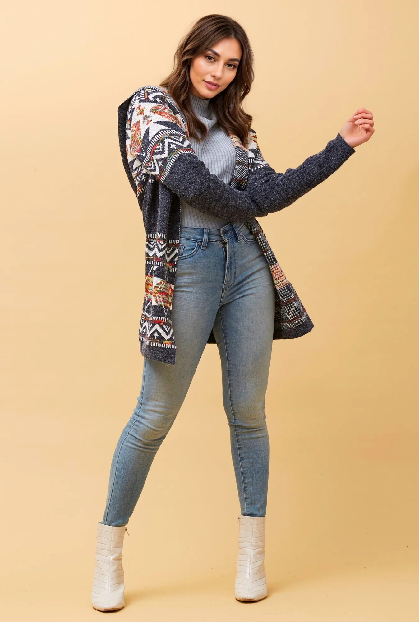 PHELIA JACQUARD KNIT CARDIGAN