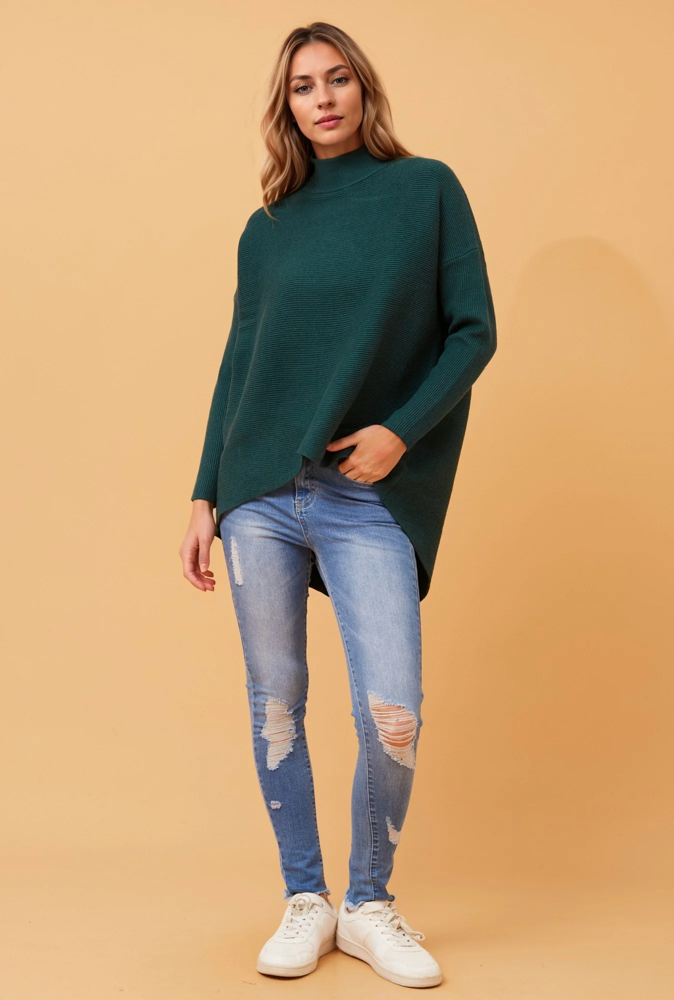 JOSEPHINE HI LOW KNIT JUMPER