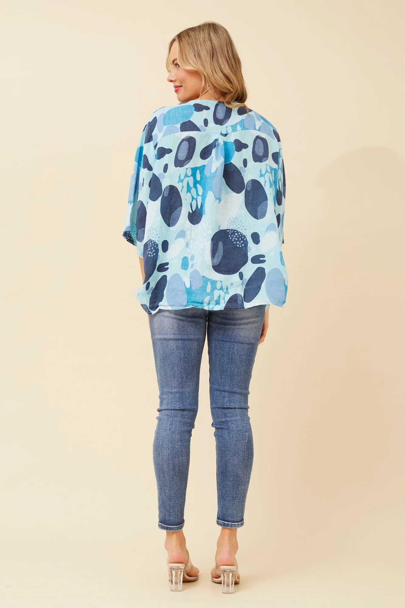 CARMELLA PRINTED LINEN TOP