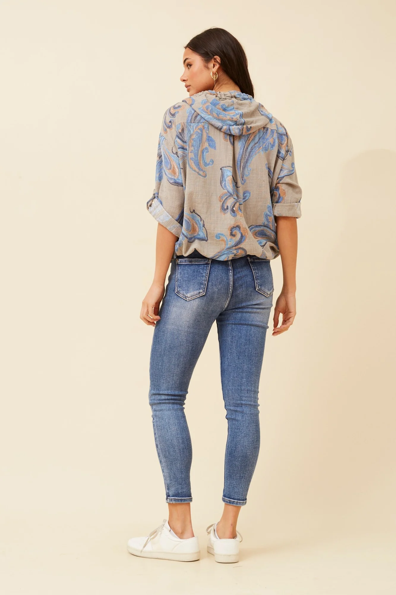 PRINTED CASUAL HOODED JACKET