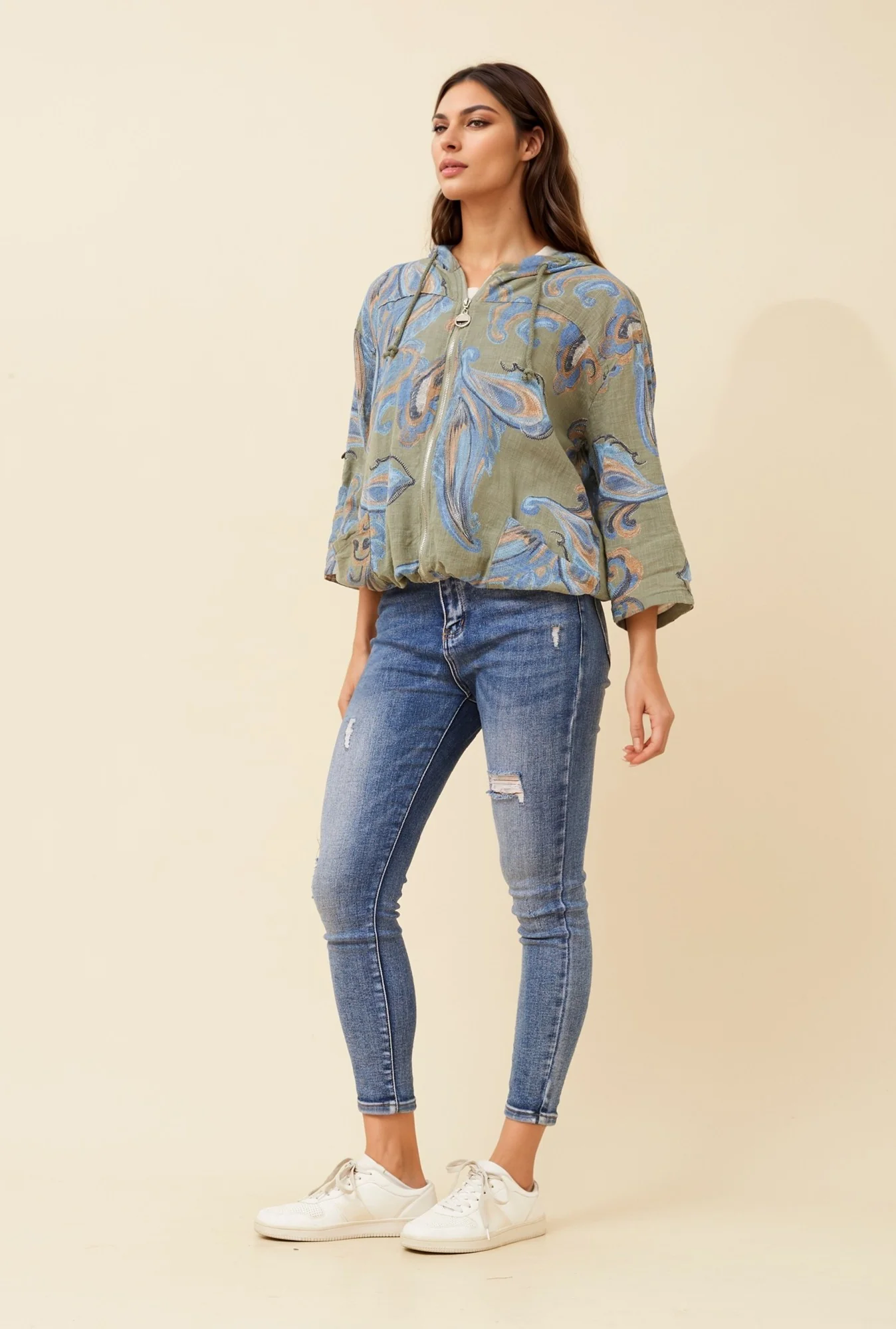 PRINTED CASUAL HOODED JACKET
