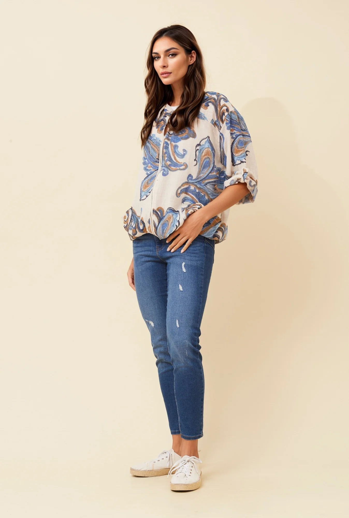 PRINTED CASUAL HOODED JACKET