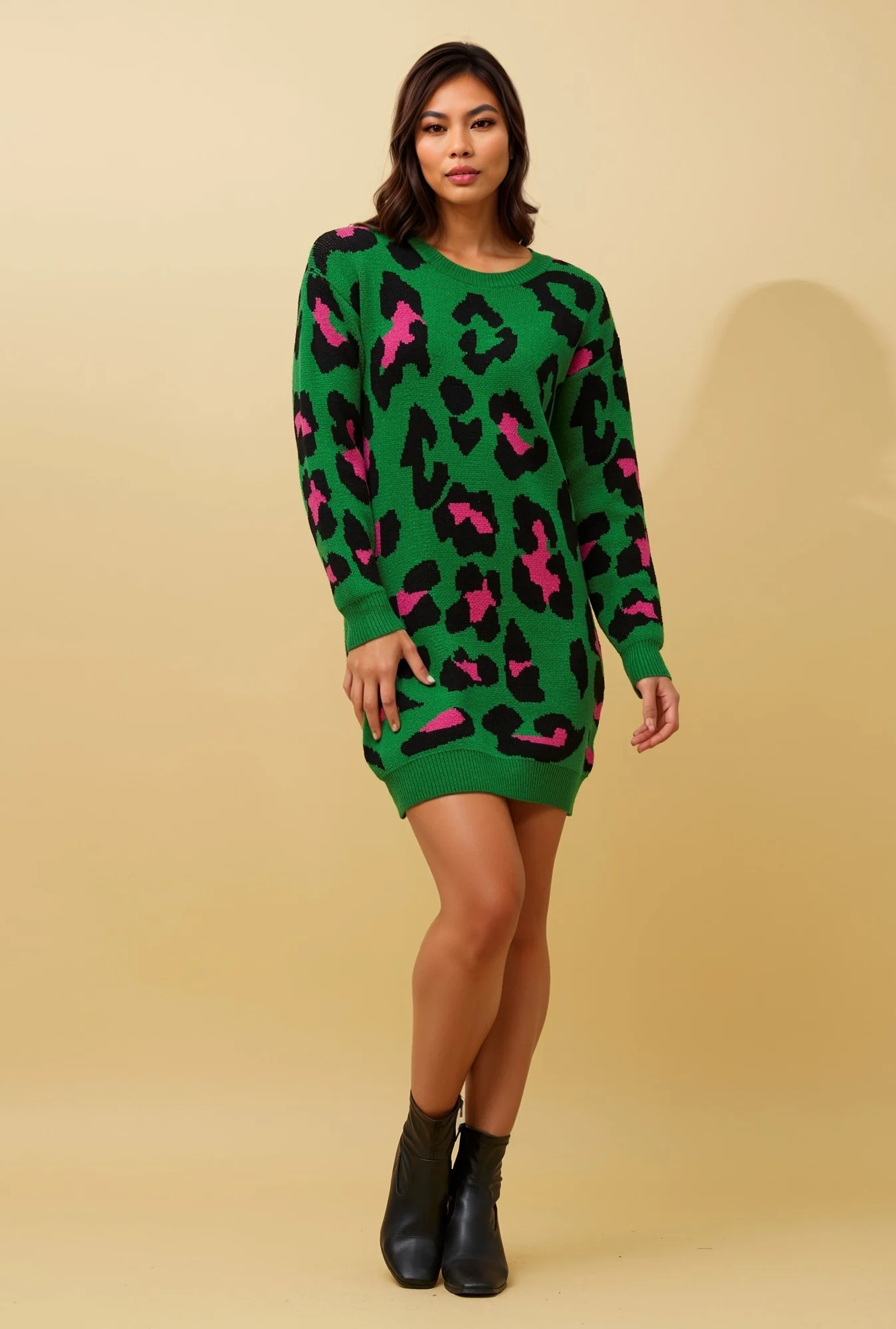 GIZELLA ANIMAL PRINT KNITTED DRESS