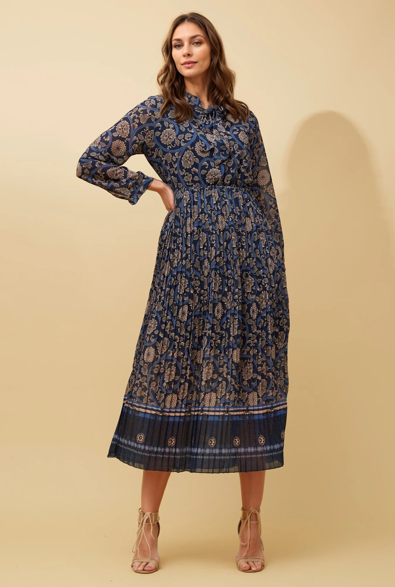 CAMILLE PLEATED BOHO MIDI DRESS