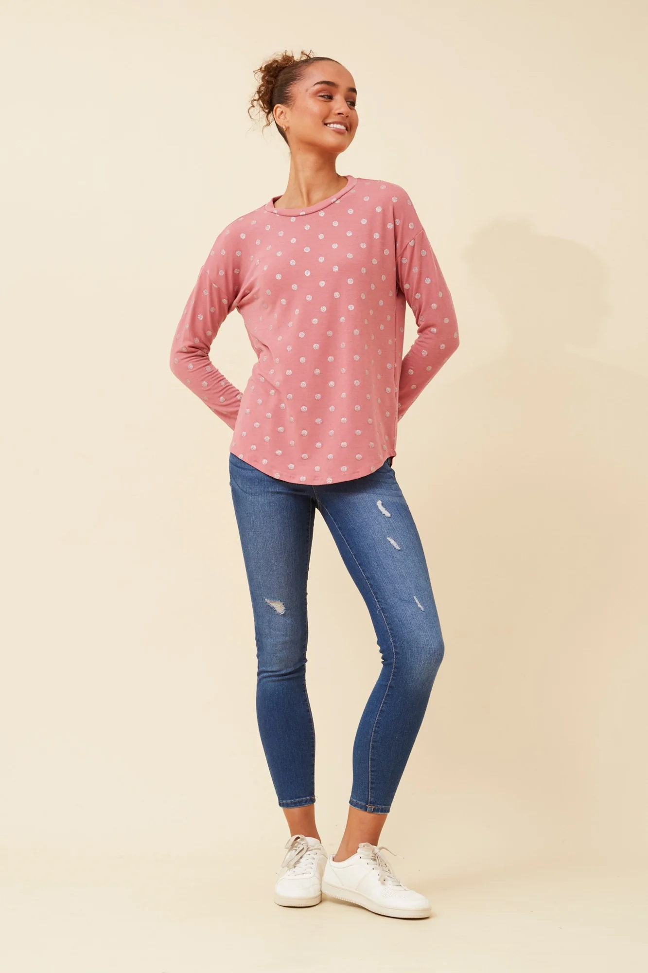 EVA POLKA DOT PRINT TOP