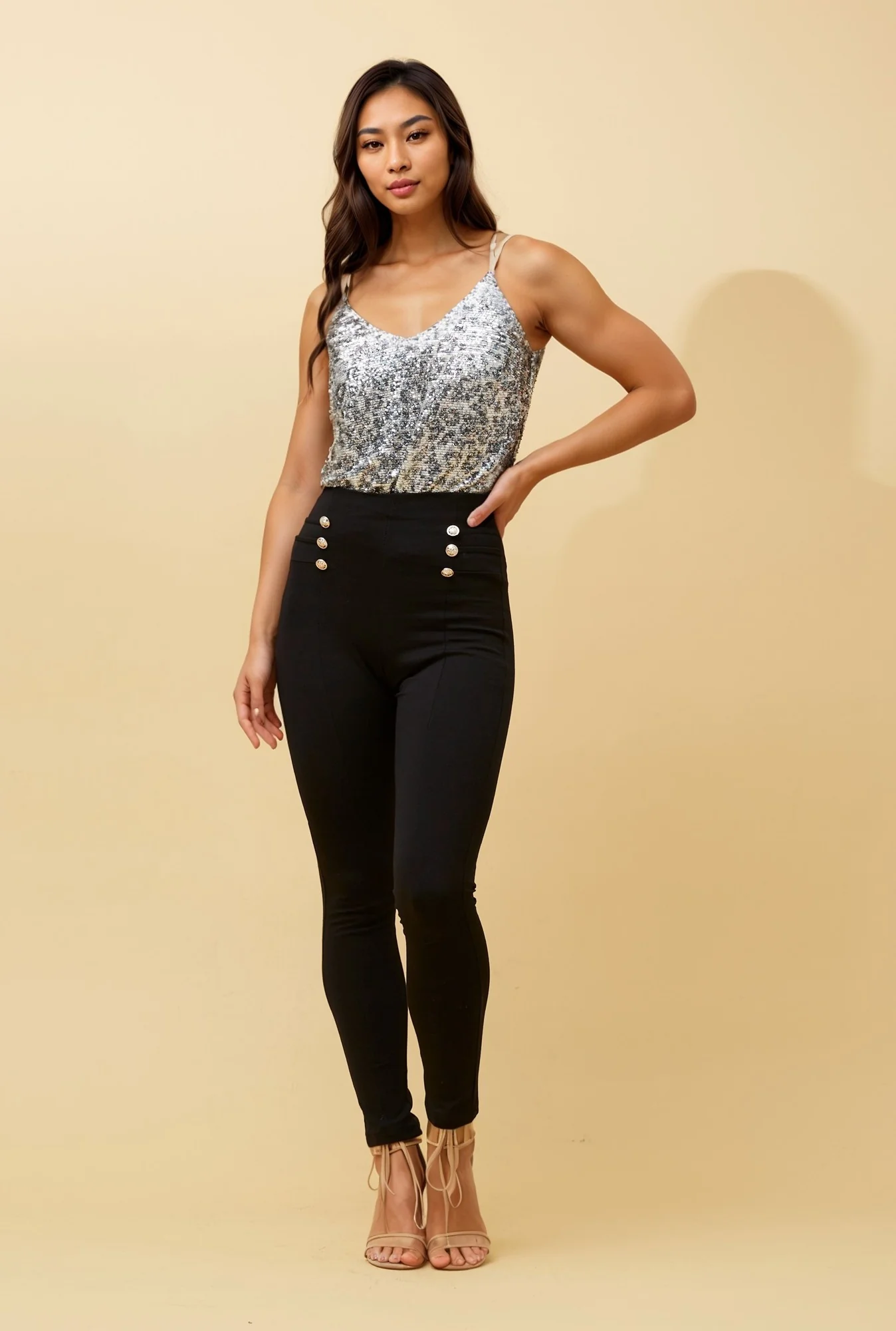 ARLIA BUTTON DETAIL PANTS