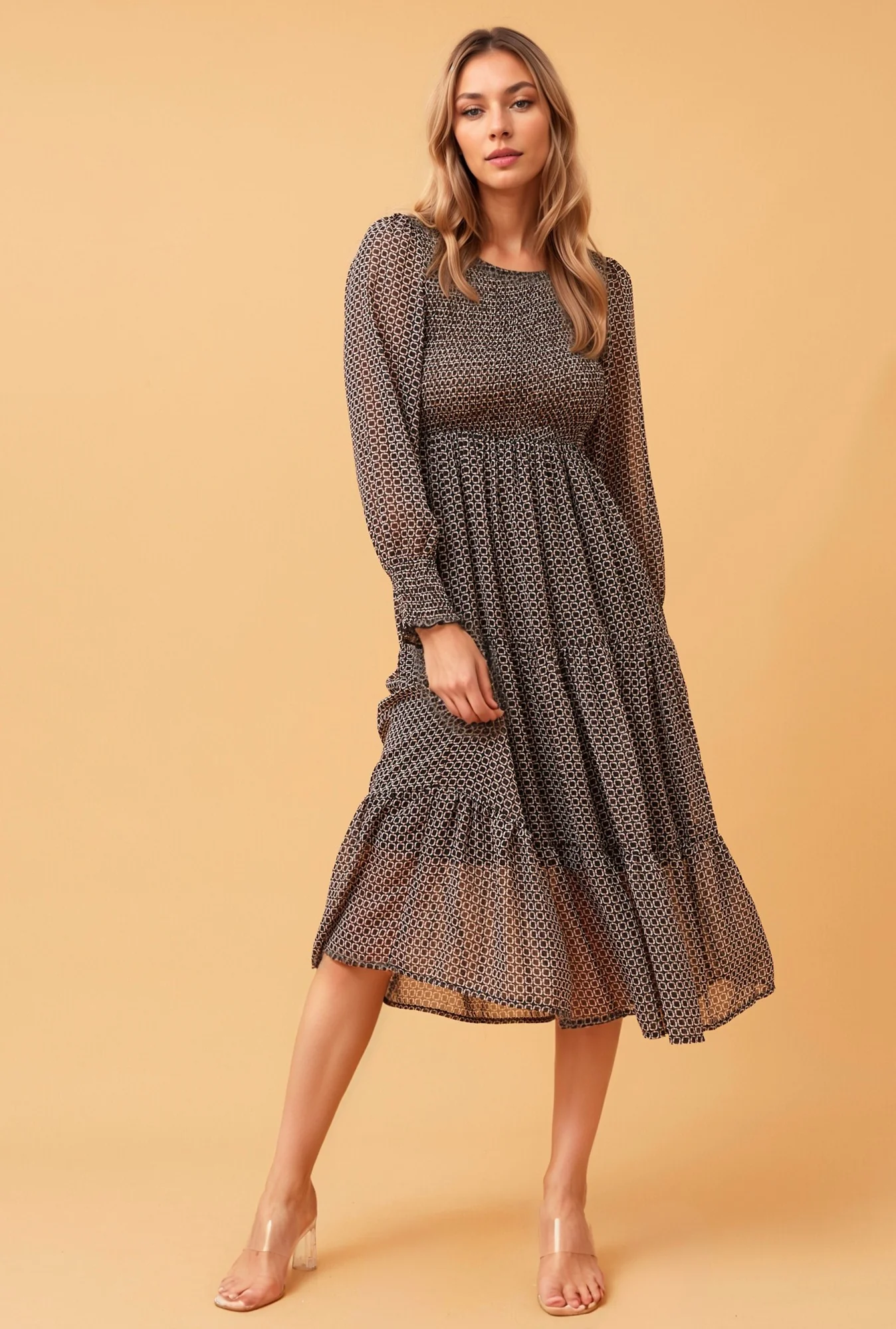 SHERRY TIERED MIDI DRESS