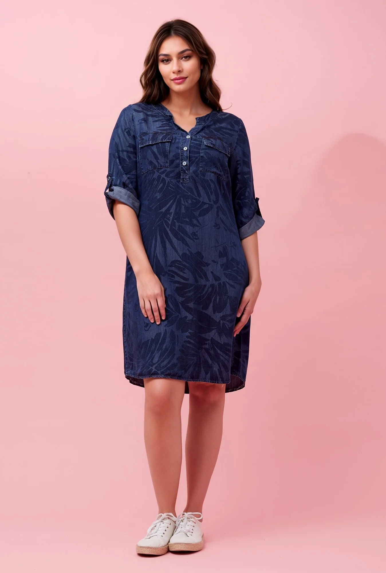 LEAF PRINT SHIFT DRESS