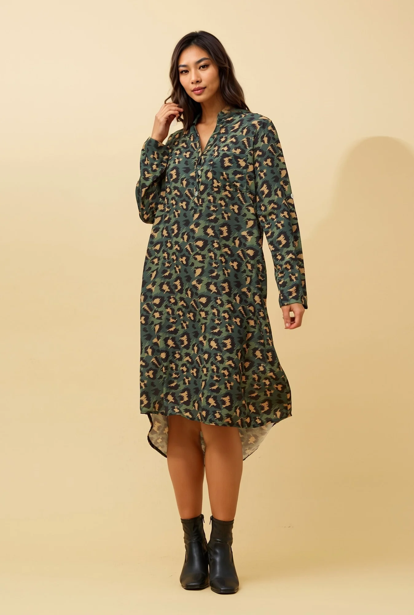 HONOR ANIMAL PRINT SHIRT DRESS