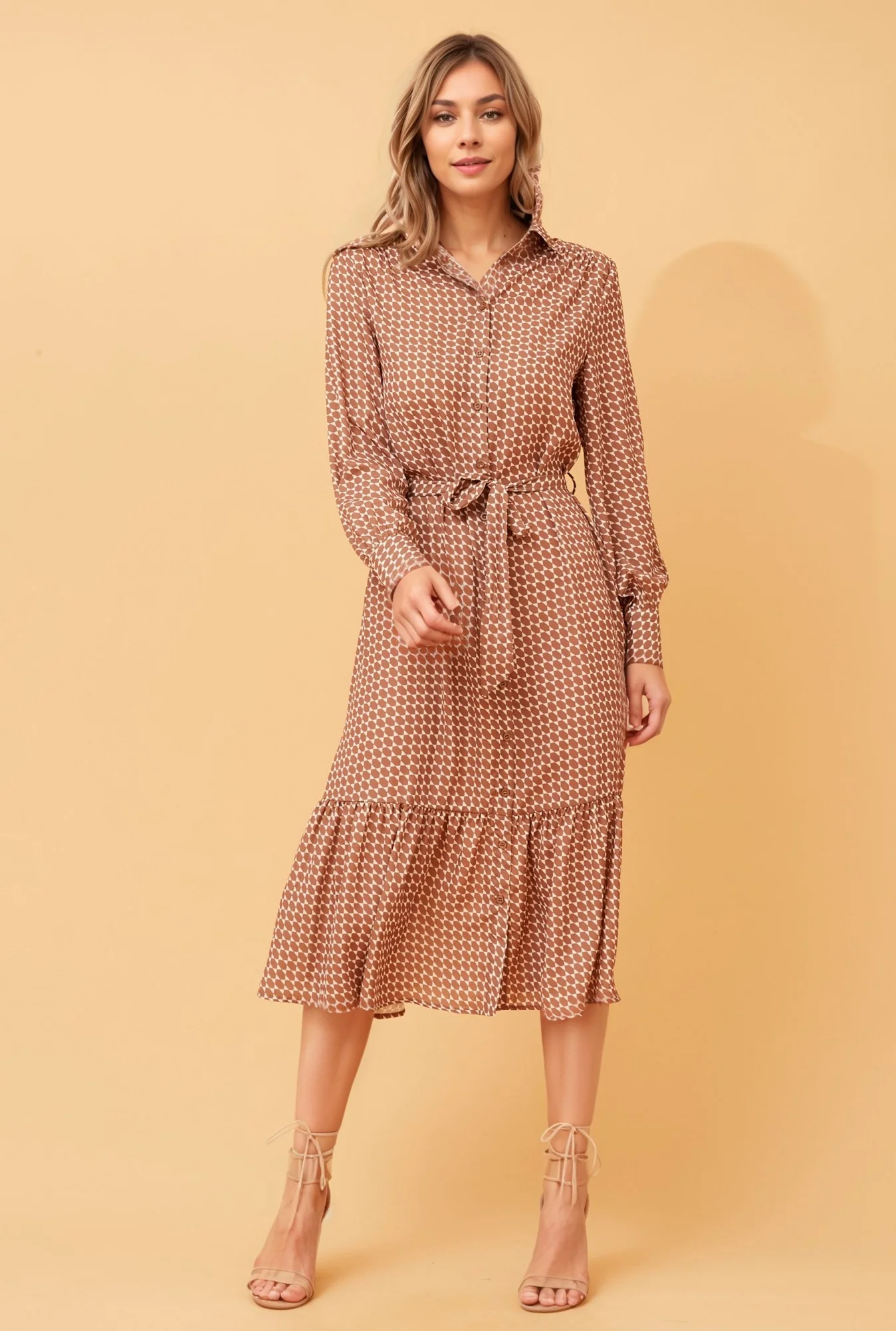 YUNIKA GEOMETRIC PRINT SHIRT DRESS