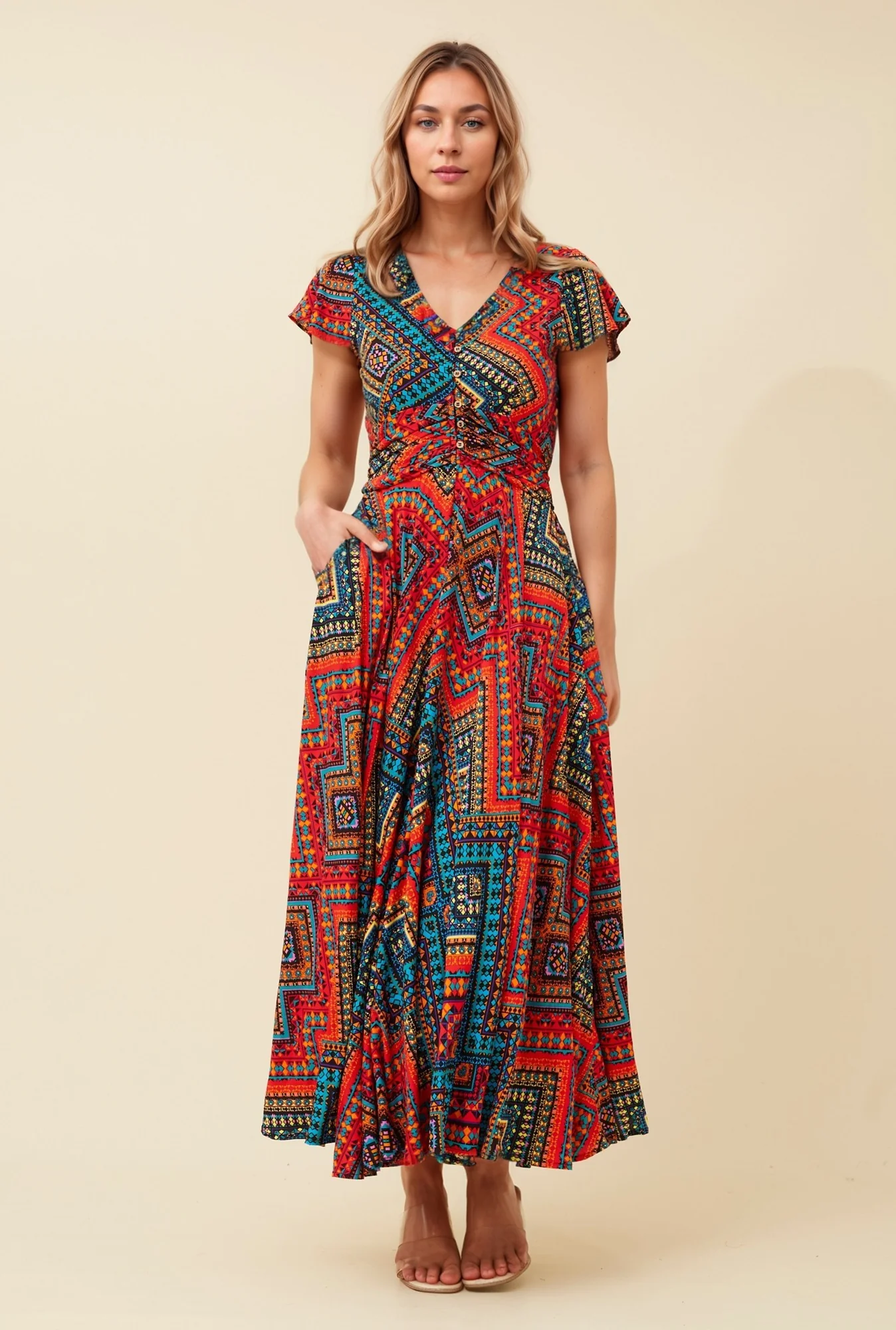 MALIBU KALEIDOSCOPE PRINT MAXI DRESS