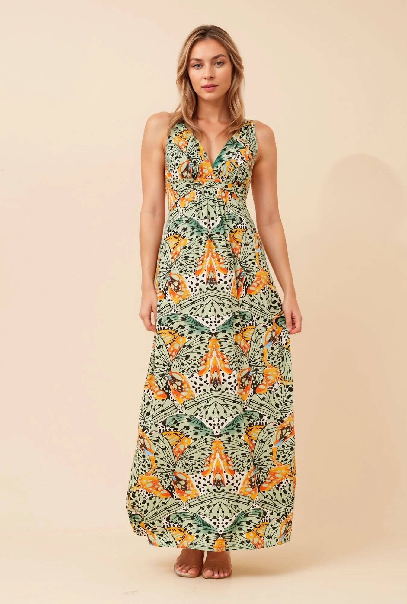 JEWEL ABSTRACT PRINT MAXI DRESS