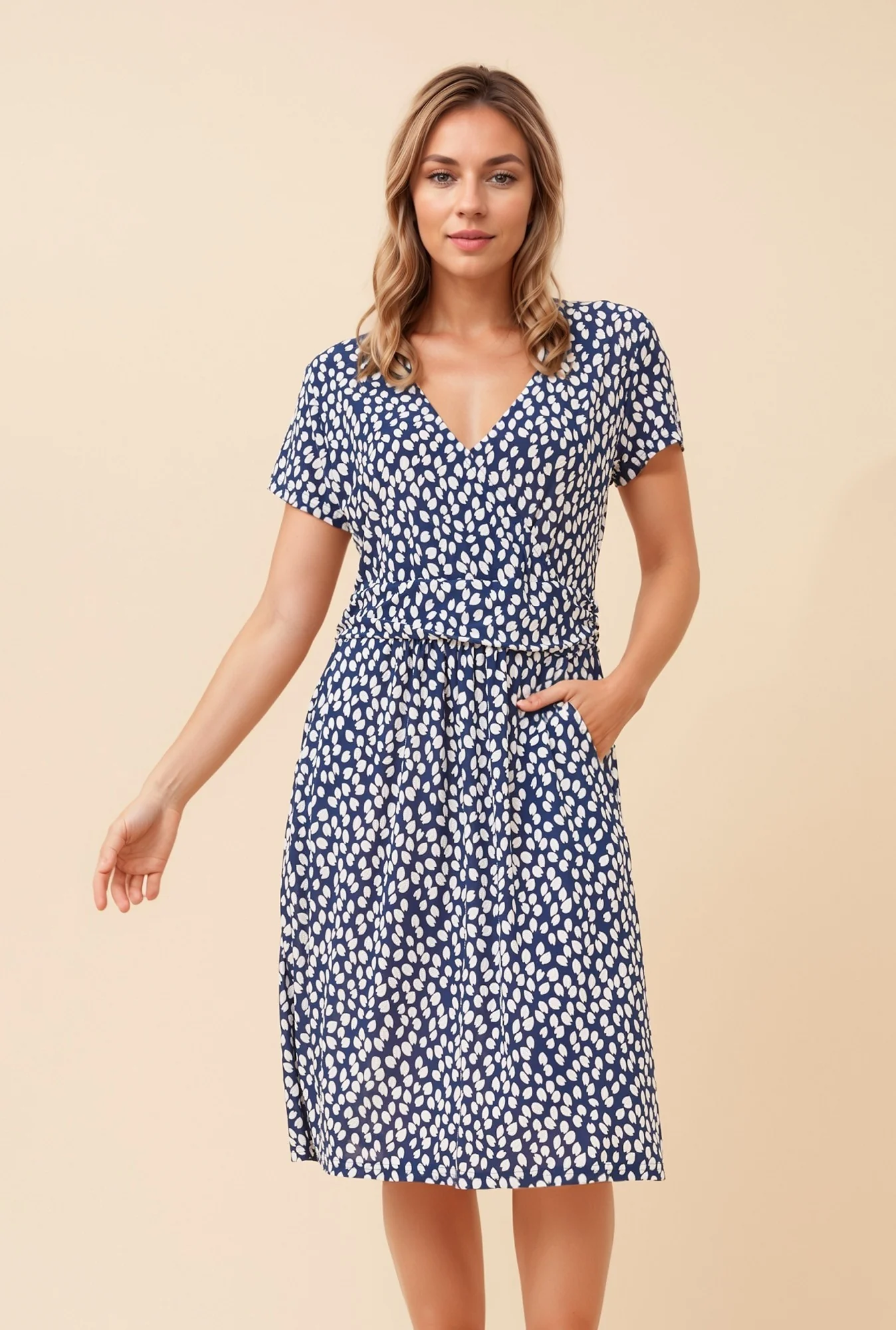 ABSTRACT PRINT WRAP DRESS