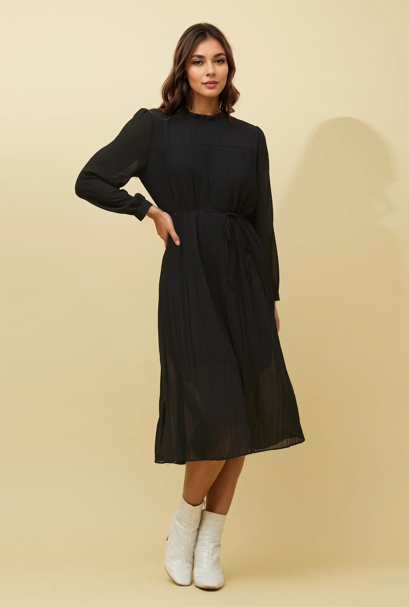 AERIN PLEATED MIDI DRESS