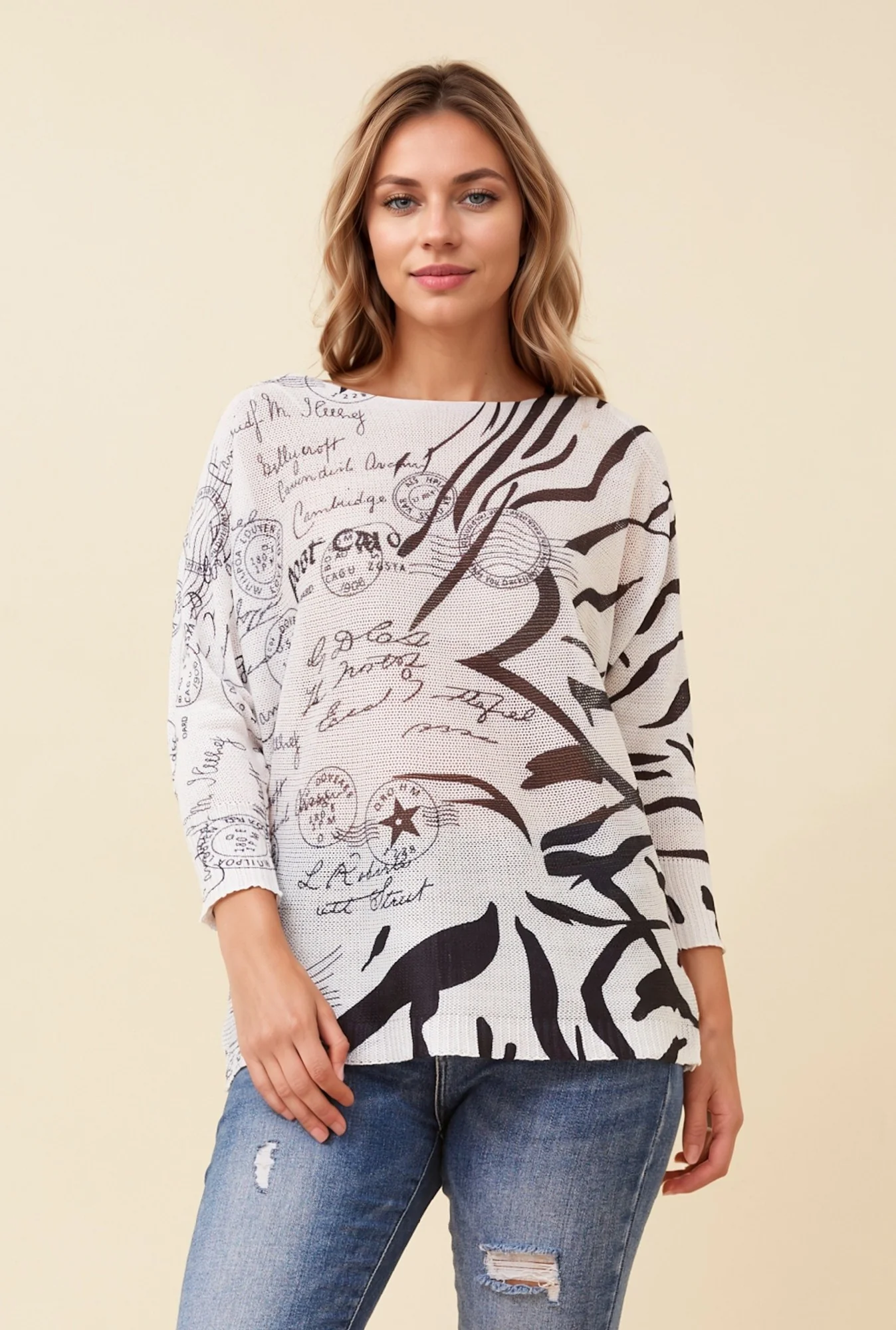 HENRI ABSTRACT PRINT KNIT PULLOVER